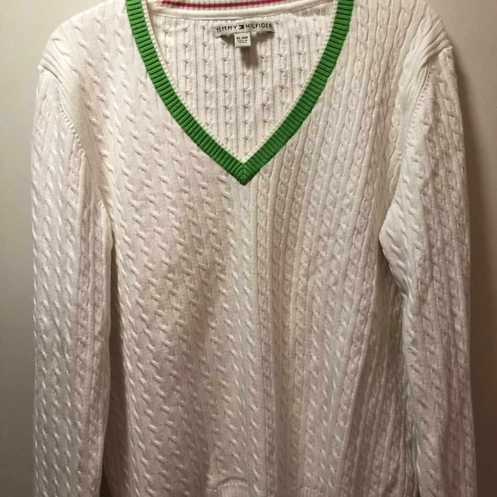 Tommy Hilfiger v-neck cable knit sweater